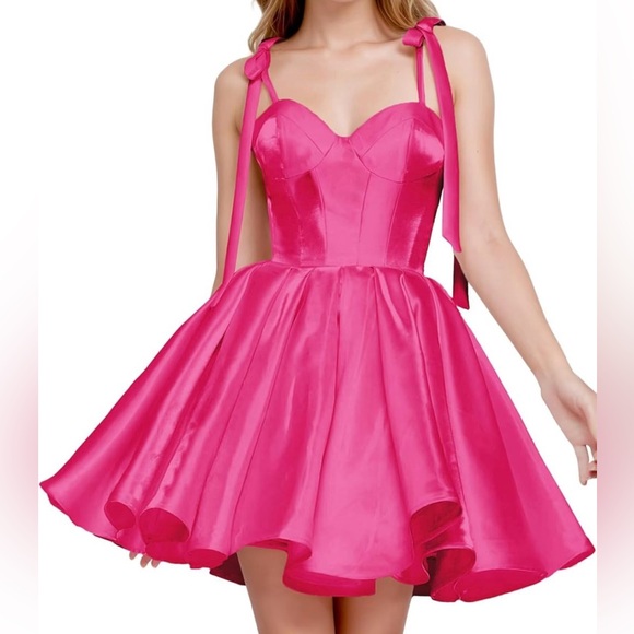 Dresses & Skirts - Pink Satin Midi Dress